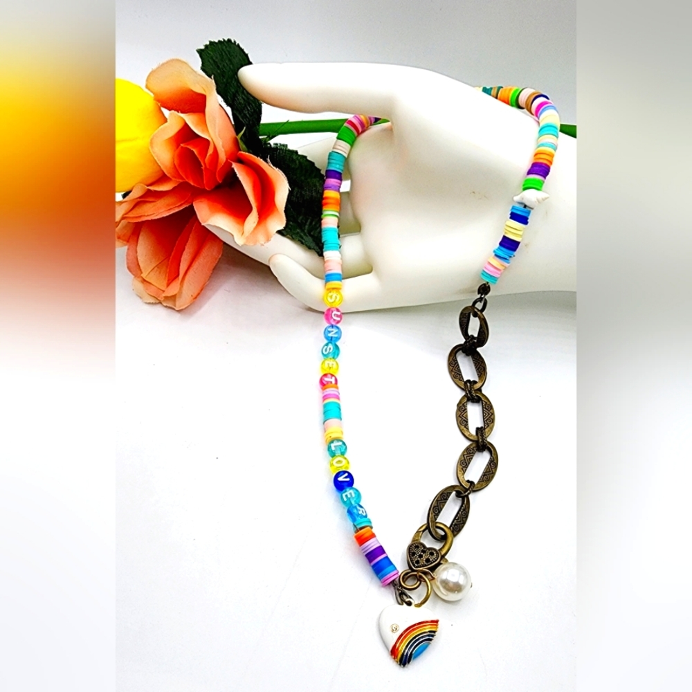 Beaded necklace, 20inch, beach theme, custom design